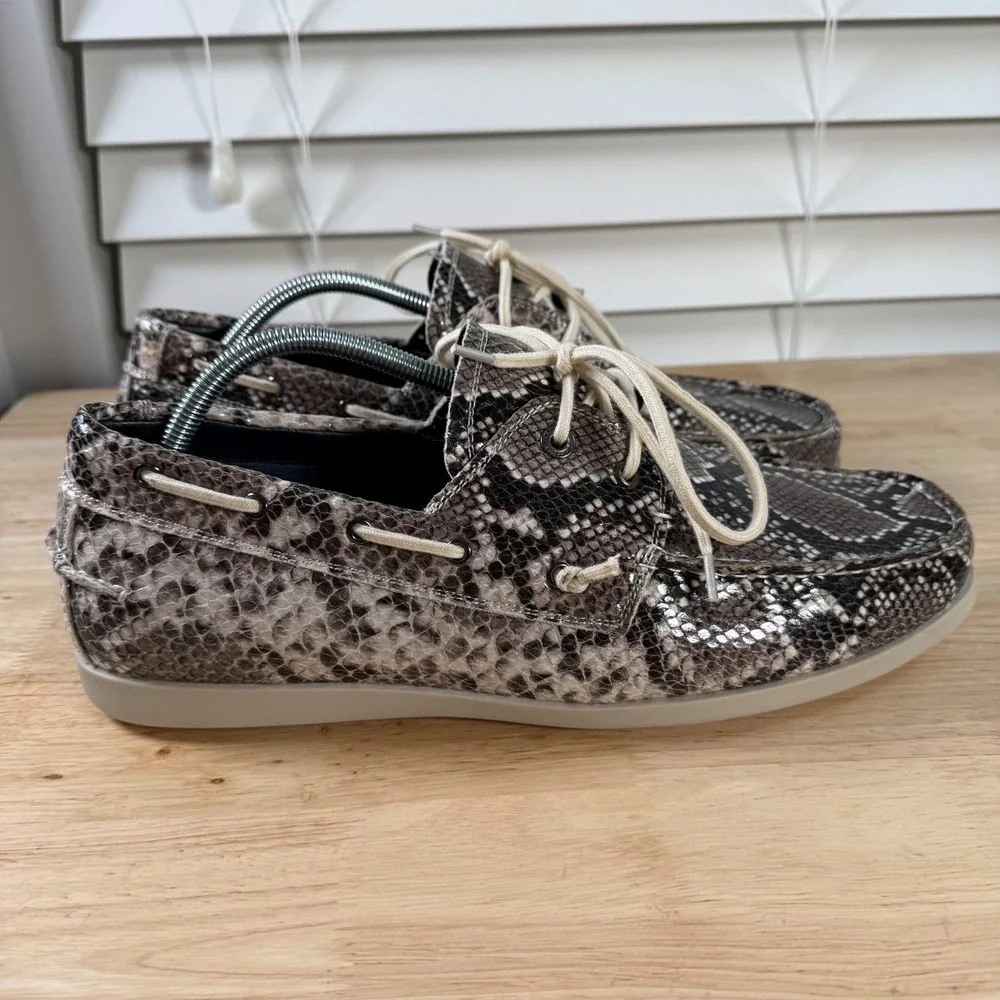Steve Madden Gametyme Boat Shoes Men's Snake Print Round Toe Casual - 13